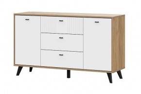 МИЛАН Комод 3 ящика двухстворчатый (Белый Матовый) в Воткинске - votkinsk.mebel24.online | фото