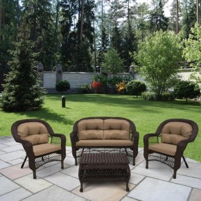 Плетеный комплект для отдыха LV-520BB Вrown/Beige в Воткинске - votkinsk.mebel24.online | фото