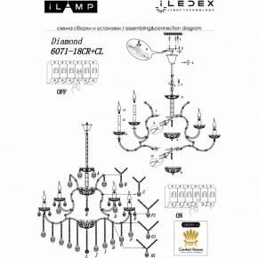 Подвесная люстра iLamp Diamond 6071-18 CR+CL в Воткинске - votkinsk.mebel24.online | фото 2