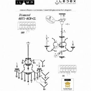 Подвесная люстра iLamp Diamond 6071-8 CR+CL в Воткинске - votkinsk.mebel24.online | фото 2