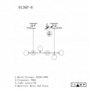 Подвесная люстра iLamp Golden 9136P/6 BK-WH в Воткинске - votkinsk.mebel24.online | фото 3