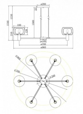 Подвесная люстра Maytoni Vision MOD411PL-06G в Воткинске - votkinsk.mebel24.online | фото 6