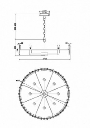 Подвесной светильник Maytoni Puntes MOD043PL-08CH в Воткинске - votkinsk.mebel24.online | фото 4