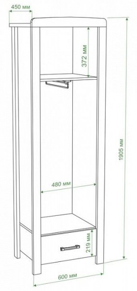 Шкаф платяной Бартоло Ш1Д в Воткинске - votkinsk.mebel24.online | фото 2