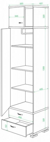 Шкаф платяной Домино КС-10 в Воткинске - votkinsk.mebel24.online | фото 2