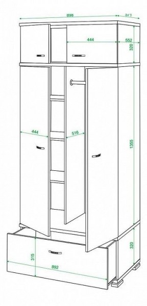 Шкаф платяной Домино КС-20 в Воткинске - votkinsk.mebel24.online | фото 3