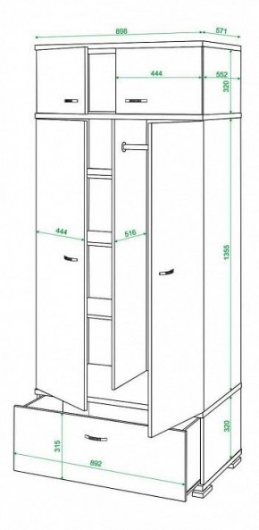 Шкаф платяной Домино КС-20 в Воткинске - votkinsk.mebel24.online | фото 3