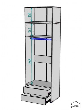 Шкаф с антресолью Linnea MHR-2A-3 2450х800х510 (Графит-М 11.1.25) в Воткинске - votkinsk.mebel24.online | фото 3