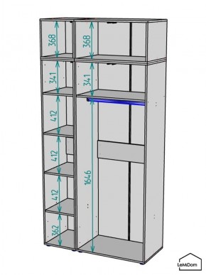 Шкаф с антресолью Linnea MHR-3A-1 2450х1200х510 (ДВ-М 11.1.25) в Воткинске - votkinsk.mebel24.online | фото 3