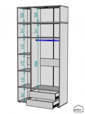 Шкаф с антресолью Linnea MHR-3A-2 2450х1200х510 (Графит-М 11.1.25) в Воткинске - votkinsk.mebel24.online | фото 3
