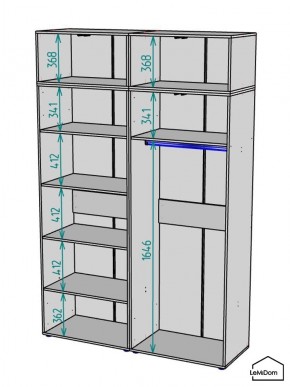 Шкаф с антресолью Linnea MHR-4A-1 2450х1600х510 (Графит-М 11.1.25) в Воткинске - votkinsk.mebel24.online | фото 3