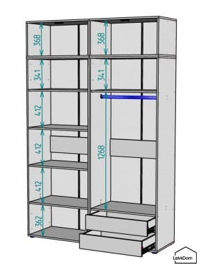 Шкаф с антресолью Linnea MHR-4A-2 2450х1600х510 (Графит-М 11.1.25) в Воткинске - votkinsk.mebel24.online | фото 3