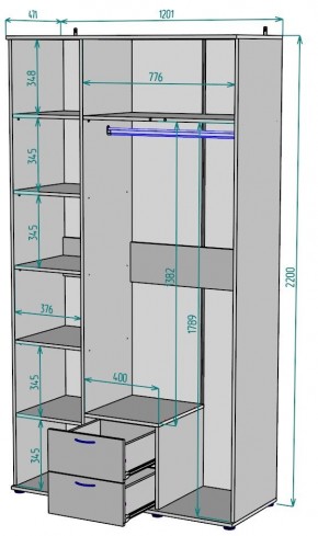 Шкаф с зеркалом Ольга H54_M в Воткинске - votkinsk.mebel24.online | фото 2