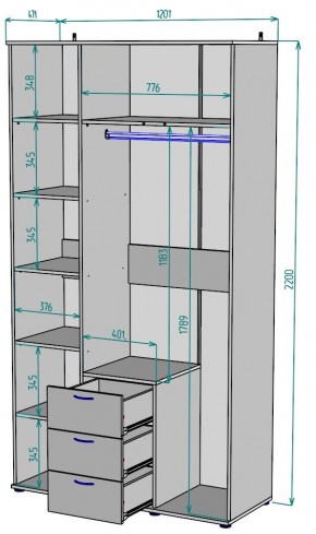 Шкаф с зеркалом Ольга H57_M в Воткинске - votkinsk.mebel24.online | фото 2