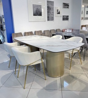Стол BRONTE 220 KL-188 Контрастный мрамор матовый, итальянская керамика/ Шампань, ®DISAUR в Воткинске - votkinsk.mebel24.online | фото 3