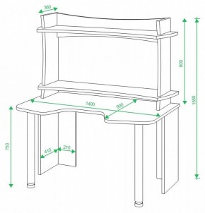 Стол компьютерный Домино lite СКЛ-Игр140 в Воткинске - votkinsk.mebel24.online | фото 2