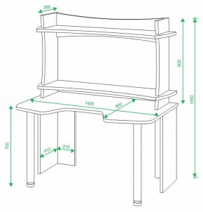 Стол компьютерный Домино Lite СКЛ-Игр140+НКИЛ140ВЛ в Воткинске - votkinsk.mebel24.online | фото 3