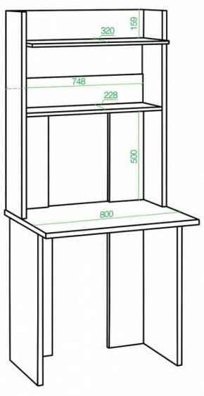 Стол компьютерный Домино Lite СКЛ-Прям80Р+НКЛХ в Воткинске - votkinsk.mebel24.online | фото 2