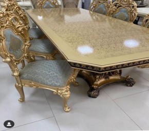 Стол прямоугольный раскладной Изабелла GOLD (столешница под мрамор) 2500(3000)*1100 в Воткинске - votkinsk.mebel24.online | фото