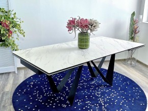 Стол RIETI 200 KL-99 Белый мрамор матовый, итальянская керамика / черный каркас, ®DISAUR в Воткинске - votkinsk.mebel24.online | фото 2