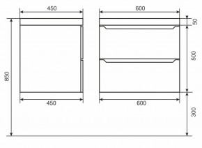 Тумба под раковину Uperwood Tanos 60 см, подвесная, белая/графит в Воткинске - votkinsk.mebel24.online | фото 6