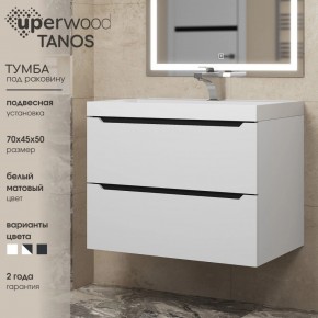 Тумба под раковину Uperwood Tanos 70 см, подвесная, белая/графит в Воткинске - votkinsk.mebel24.online | фото 3