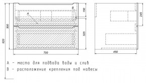 Тумба под раковину Uperwood Tanos 70 см, подвесная, белая/графит в Воткинске - votkinsk.mebel24.online | фото 7