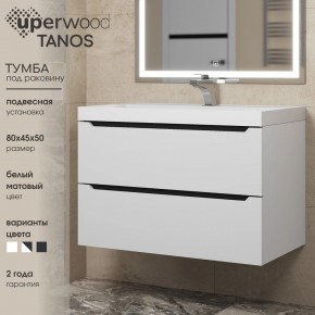 Тумба под раковину Uperwood Tanos 80 см, подвесная, белая/графит в Воткинске - votkinsk.mebel24.online | фото 3