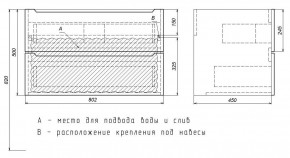 Тумба под раковину Uperwood Tanos 80 см, подвесная, белая/графит в Воткинске - votkinsk.mebel24.online | фото 7