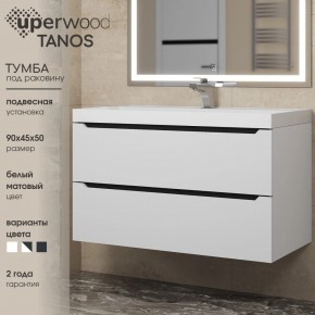 Тумба под раковину Uperwood Tanos 90 см, подвесная, белая/графит в Воткинске - votkinsk.mebel24.online | фото 3